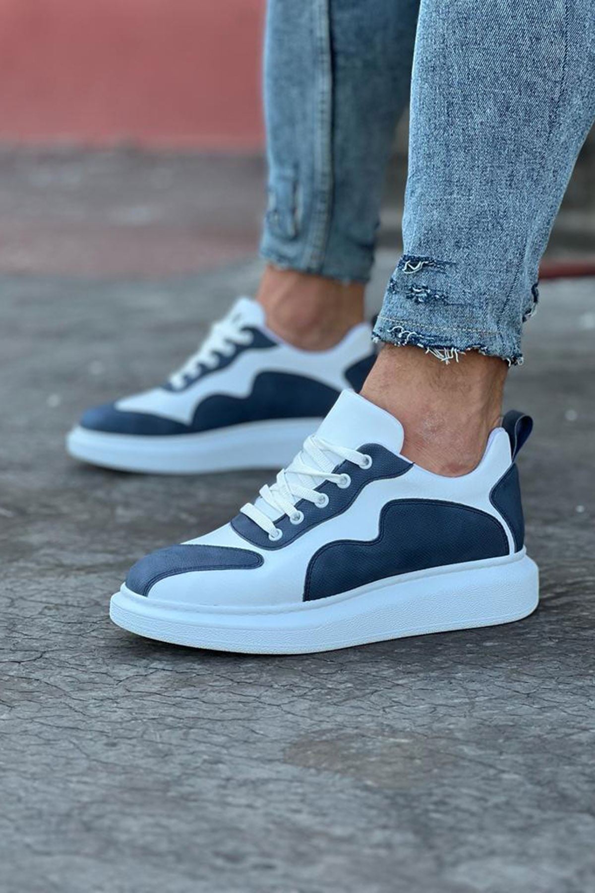 WG301 White Blue Men's Casual Shoes