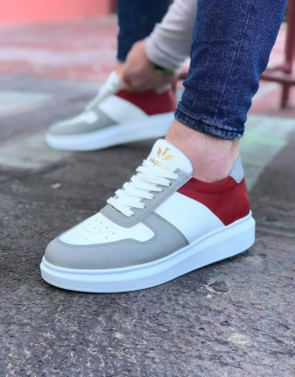 WG011 White Red Men's Casual Shoes - STREETMODE ™