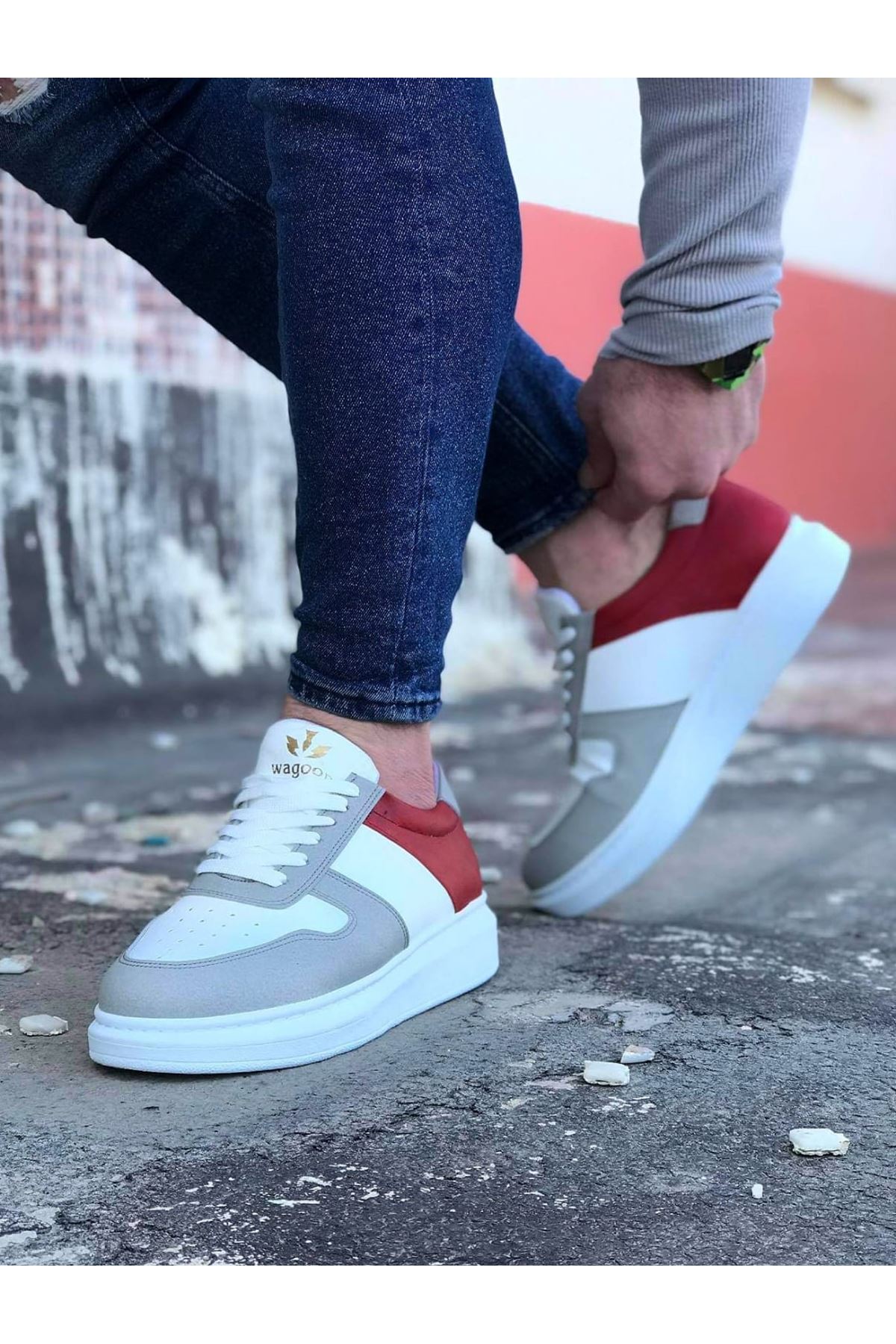 WG011 White Red Men's Casual Shoes - STREETMODE ™