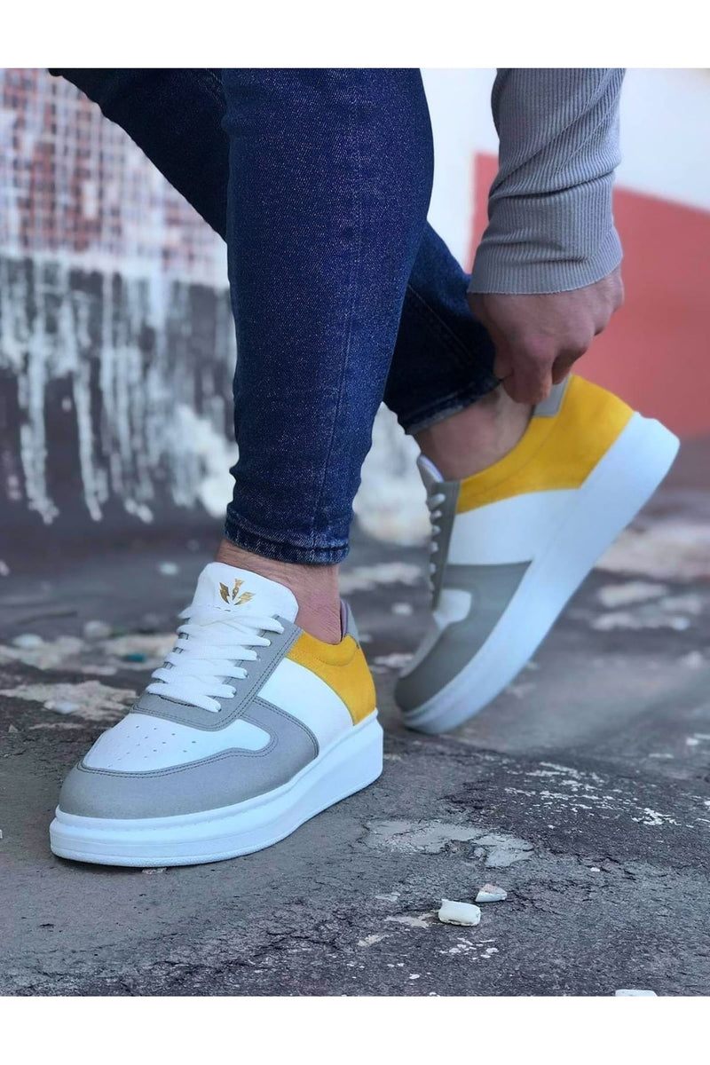 WG011 White Yellow Men's Casual Shoes - STREETMODE ™