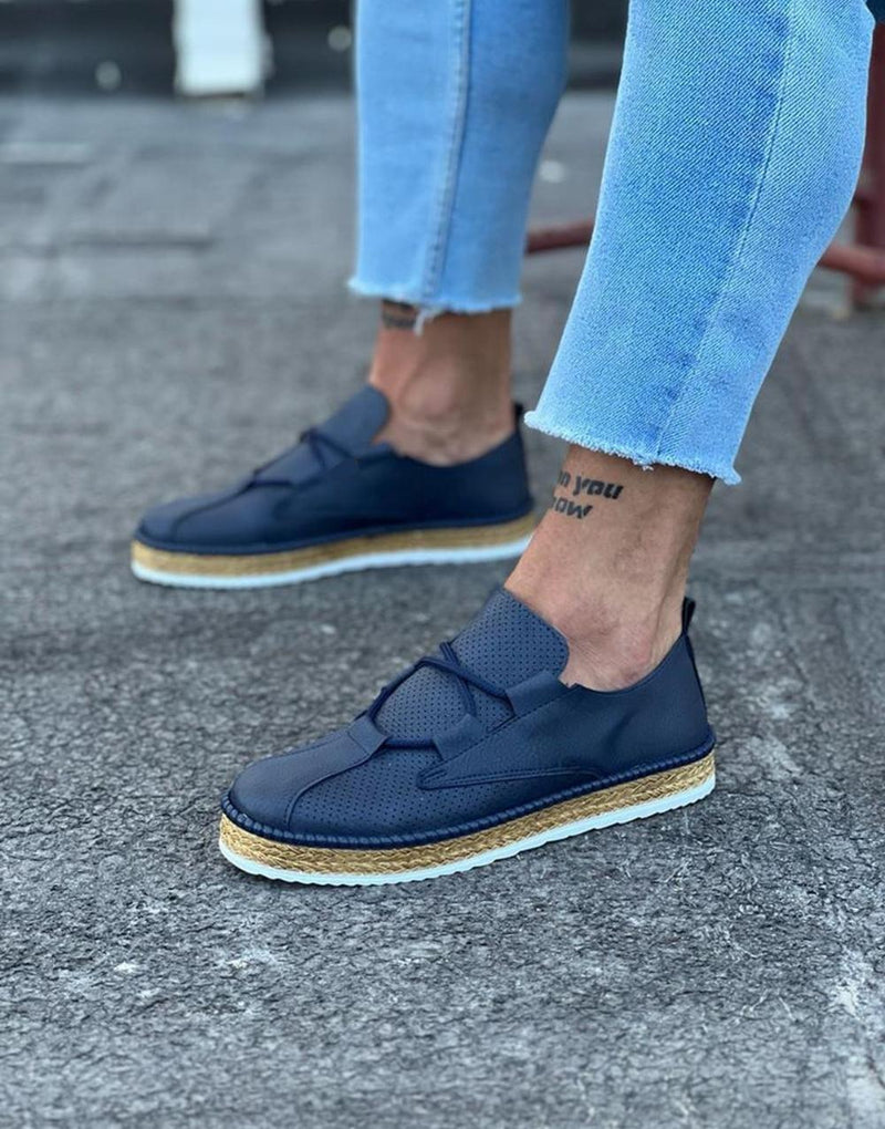 WG015 Navy Blue Men's Casual Shoes - STREETMODE ™