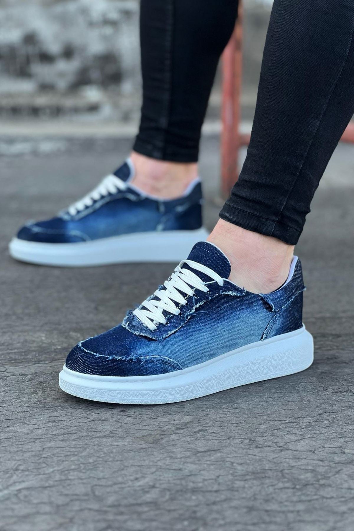 WG018 Dark Blue Men's Casual Shoes - STREETMODE ™