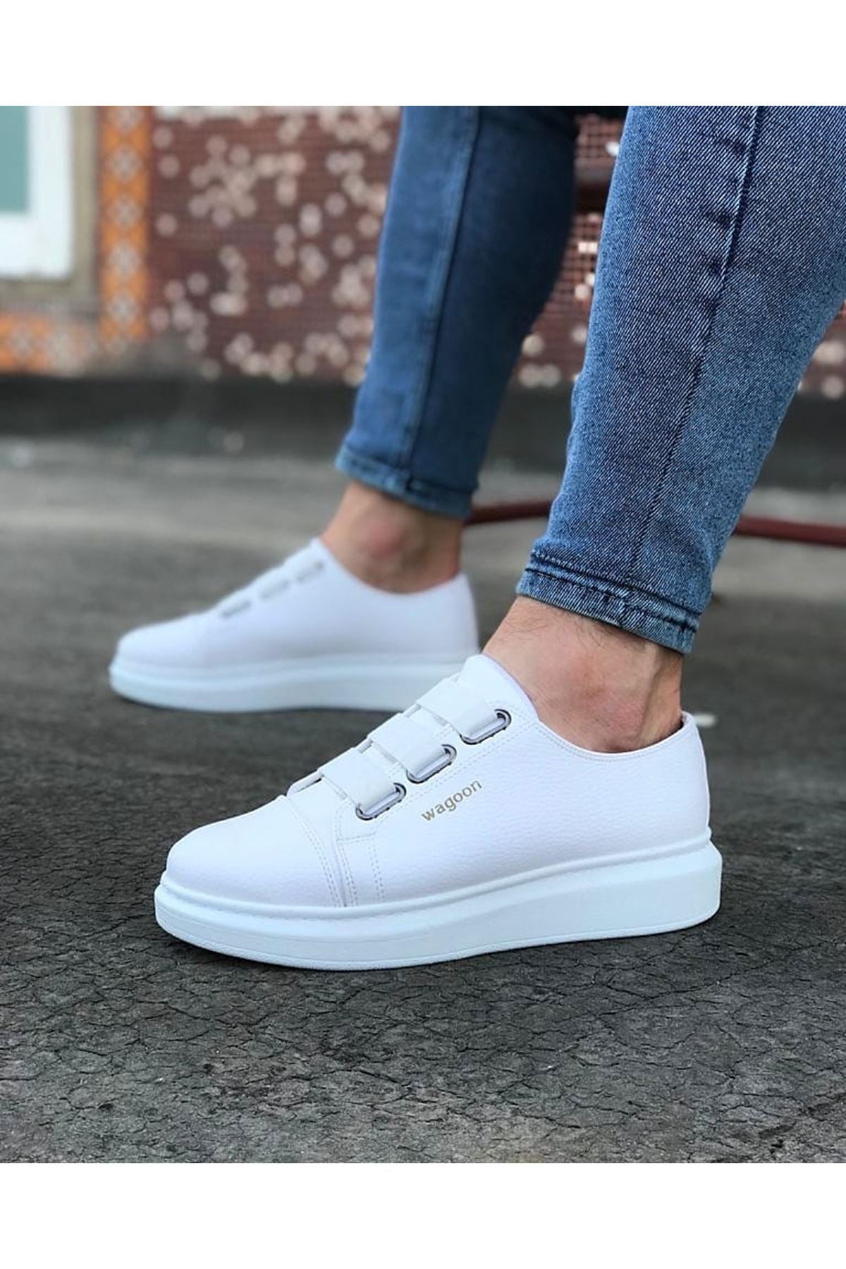 WG026 White Thick Sole Casual Men's Shoes - STREETMODE ™