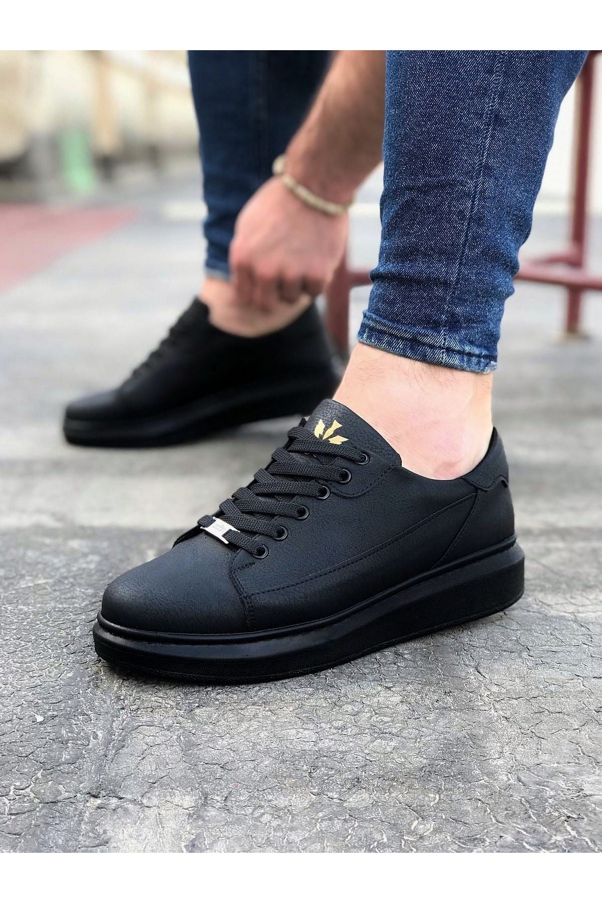 WG028 Denim Coal Lace-Up Thick Sole Casual Men's Shoes - STREETMODE ™