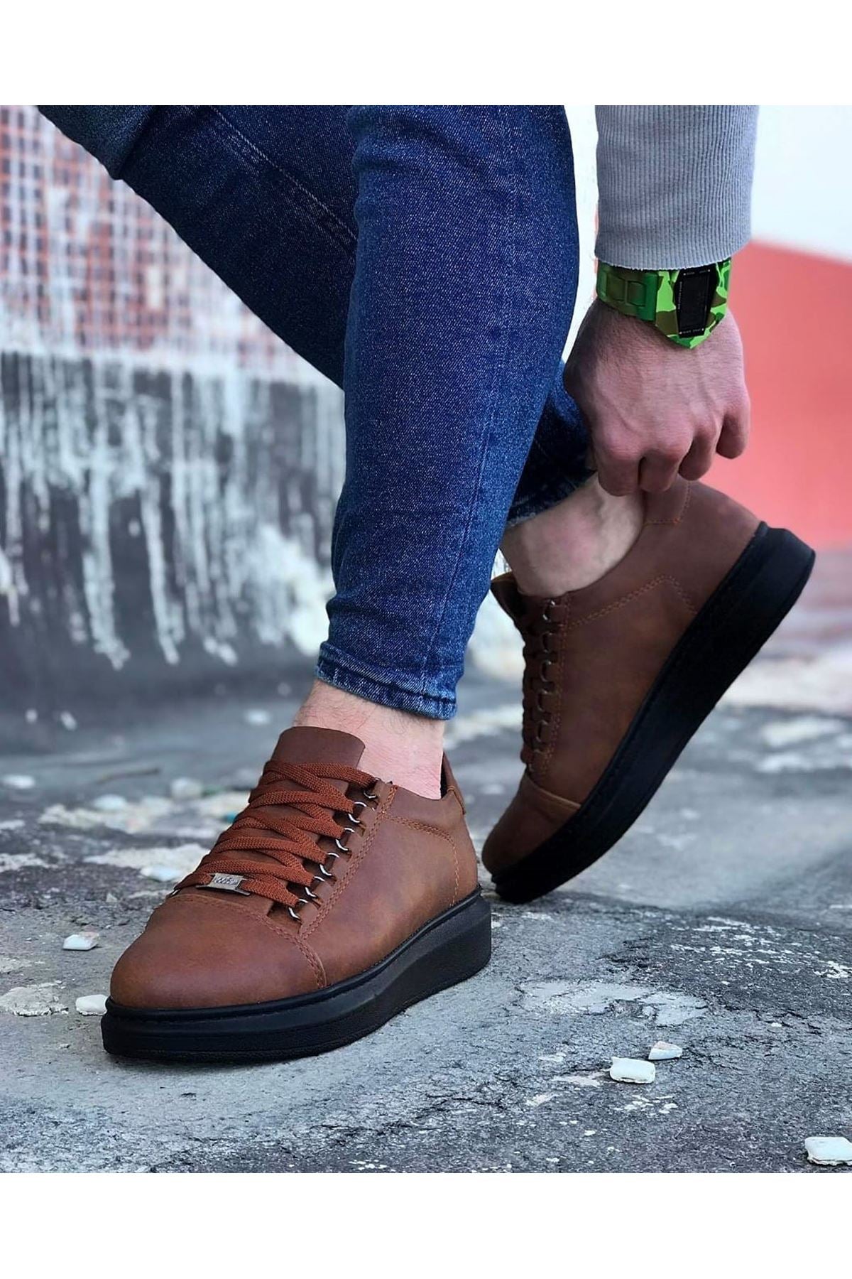 WG08 Tan Coal Flat Men's Casual Shoes - STREETMODE ™