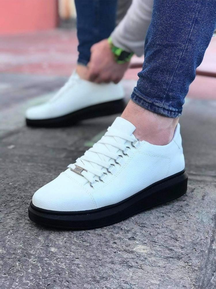 WG08 White Charcoal Flat Men's Casual Shoes sneakers - STREETMODE ™