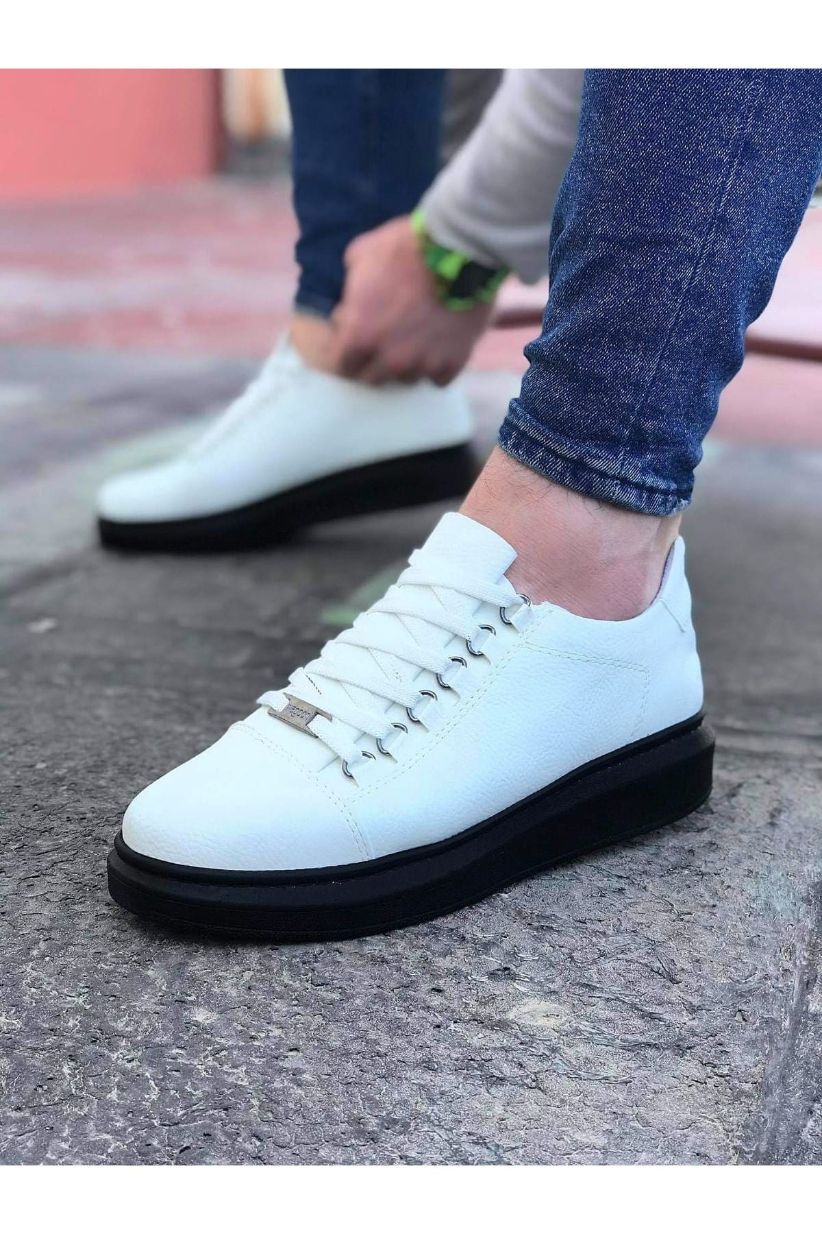 WG08 White Charcoal Flat Men's Casual Shoes sneakers - STREETMODE ™