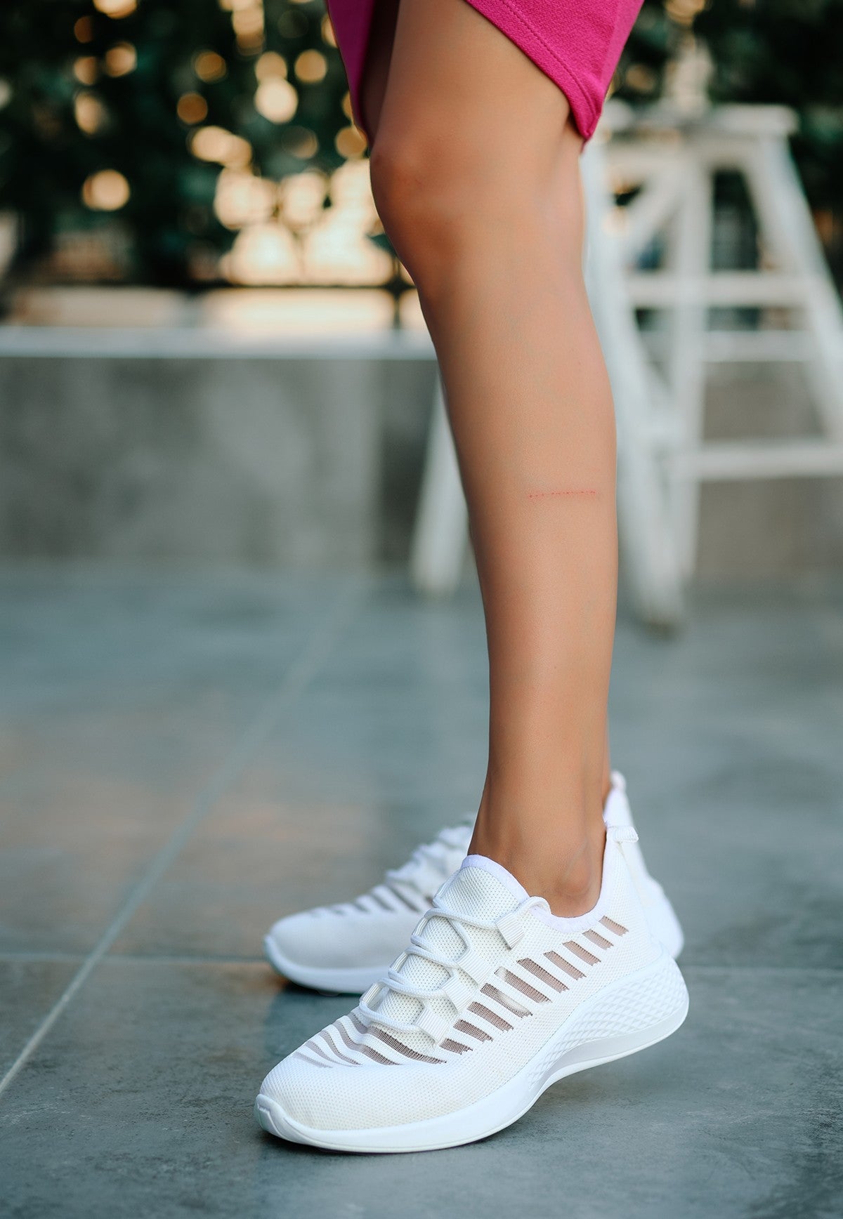 Women's Wina White Knitwear Sports Shoes