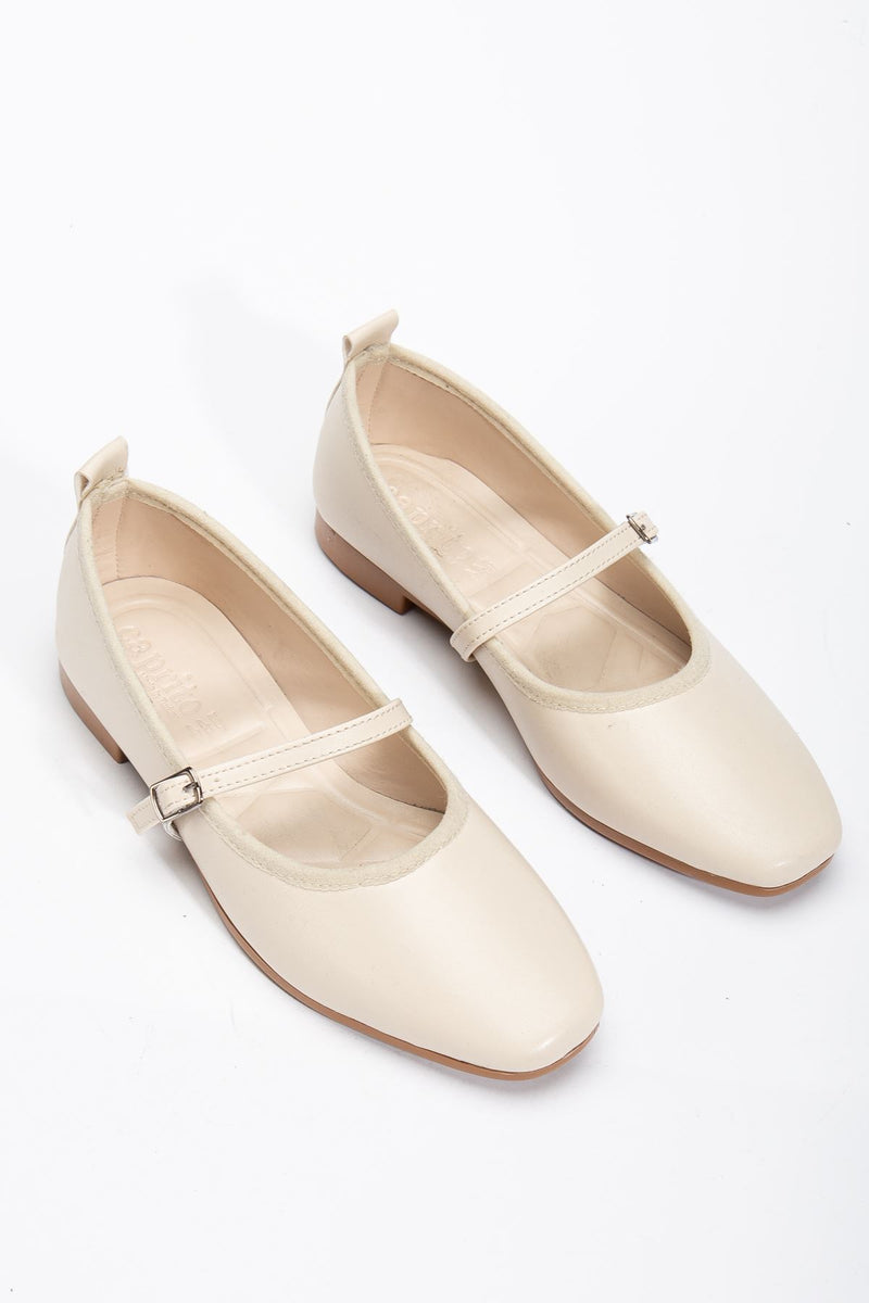 Women's Beige Banded Belted Lightweight Ballerinas - STREETMODE ™