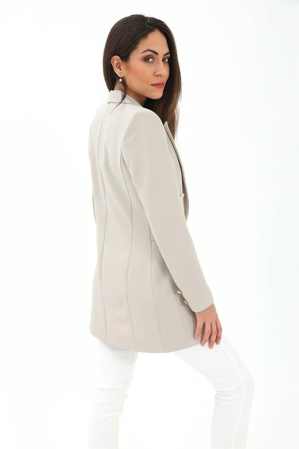 Women's Beige Blazer Jacket - STREETMODE ™