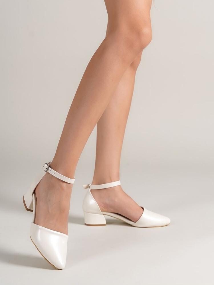 Women's Dary Heeled White Pearl Detailed Heeled Shoes - STREETMODE ™