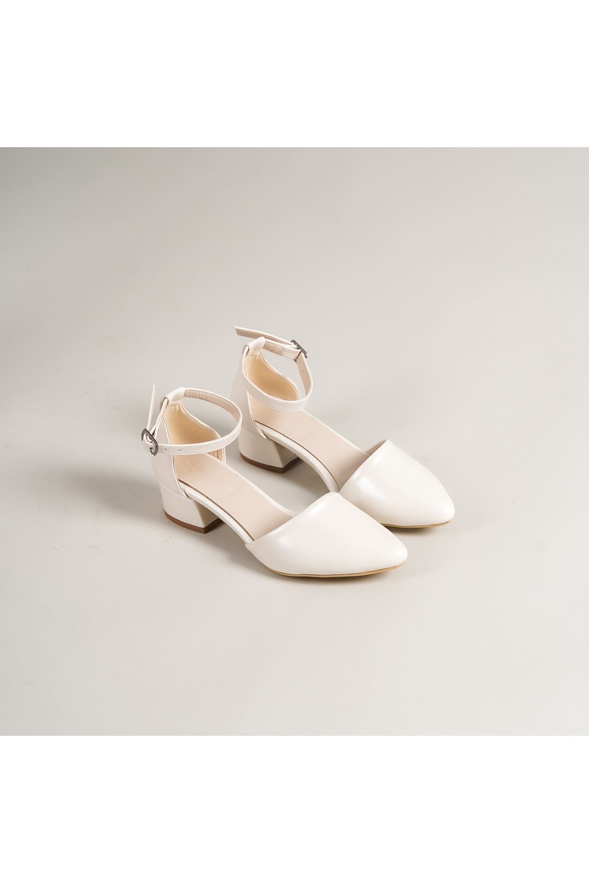 Women's Dary Heeled White Pearl Detailed Heeled Shoes - STREETMODE ™