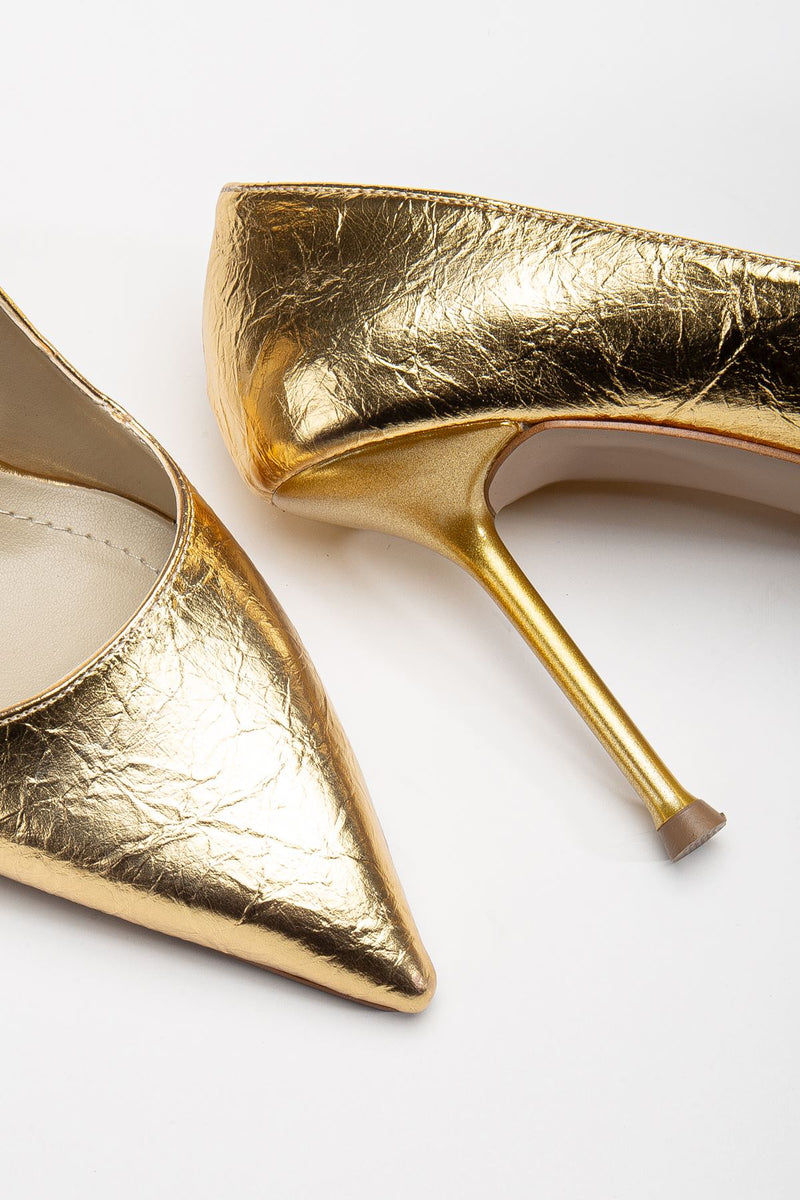 Women's High Heel Shoes Gold Shiny Skin Stiletto - STREETMODE ™