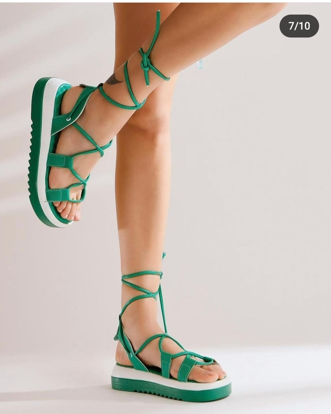 Women's Jiata Green Skin Lace-Up Sandals - STREETMODE ™