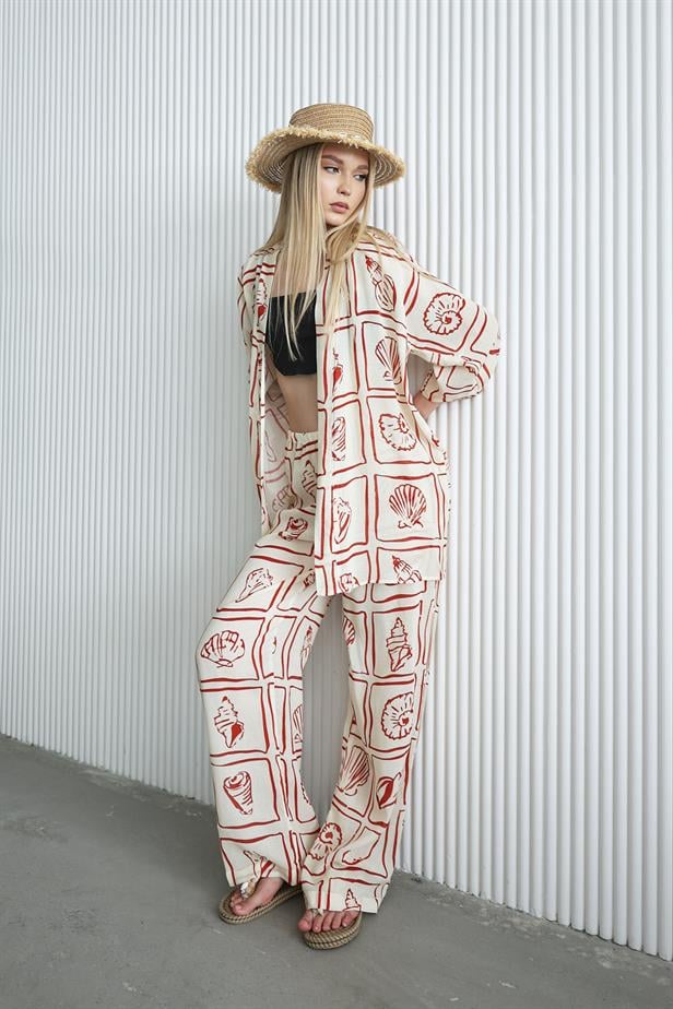 Women's Kimono Set - Ecru-red - STREETMODE ™