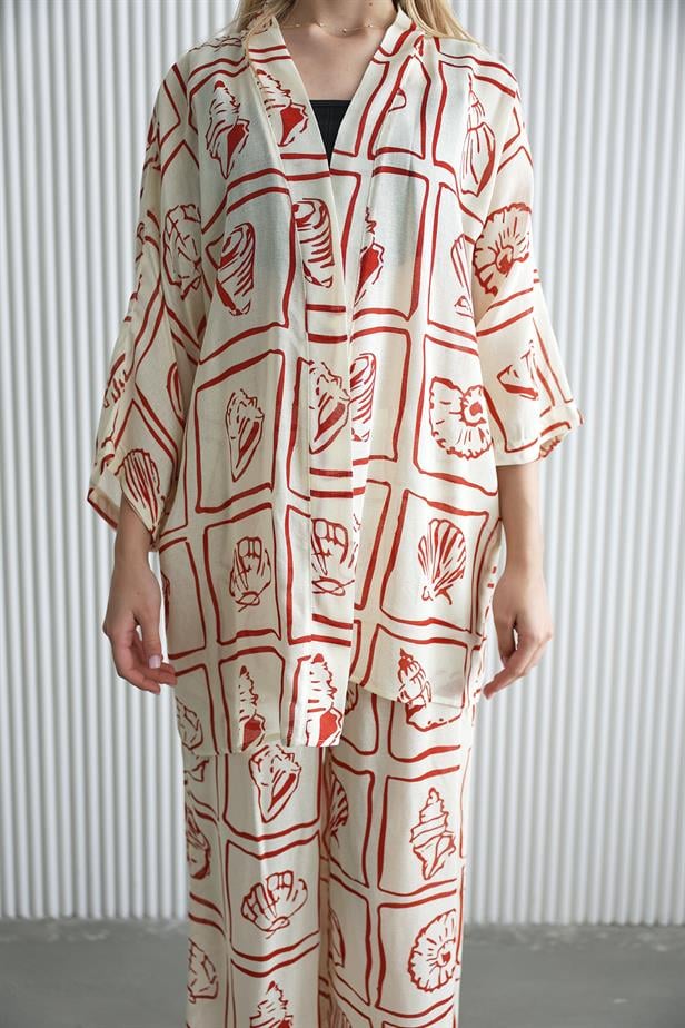 Women's Kimono Set - Ecru-red - STREETMODE ™