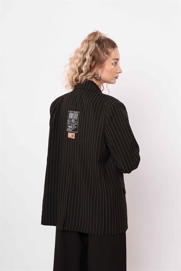 Women's Label Detailed Jacket Black - STREETMODE ™