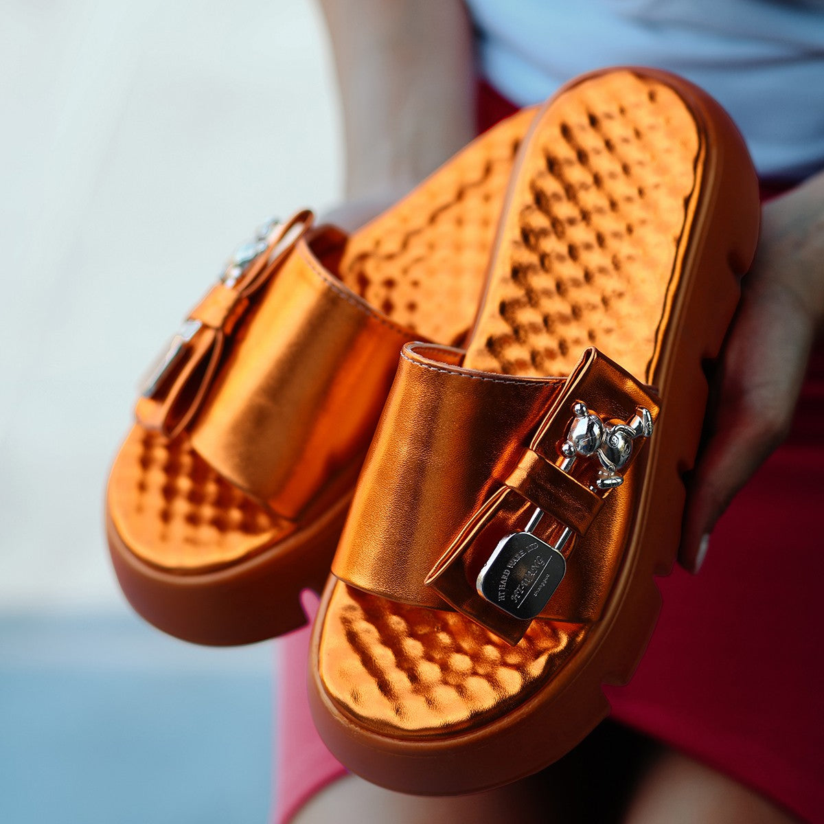 Women's Leer Copper Skin Slippers - STREETMODE ™