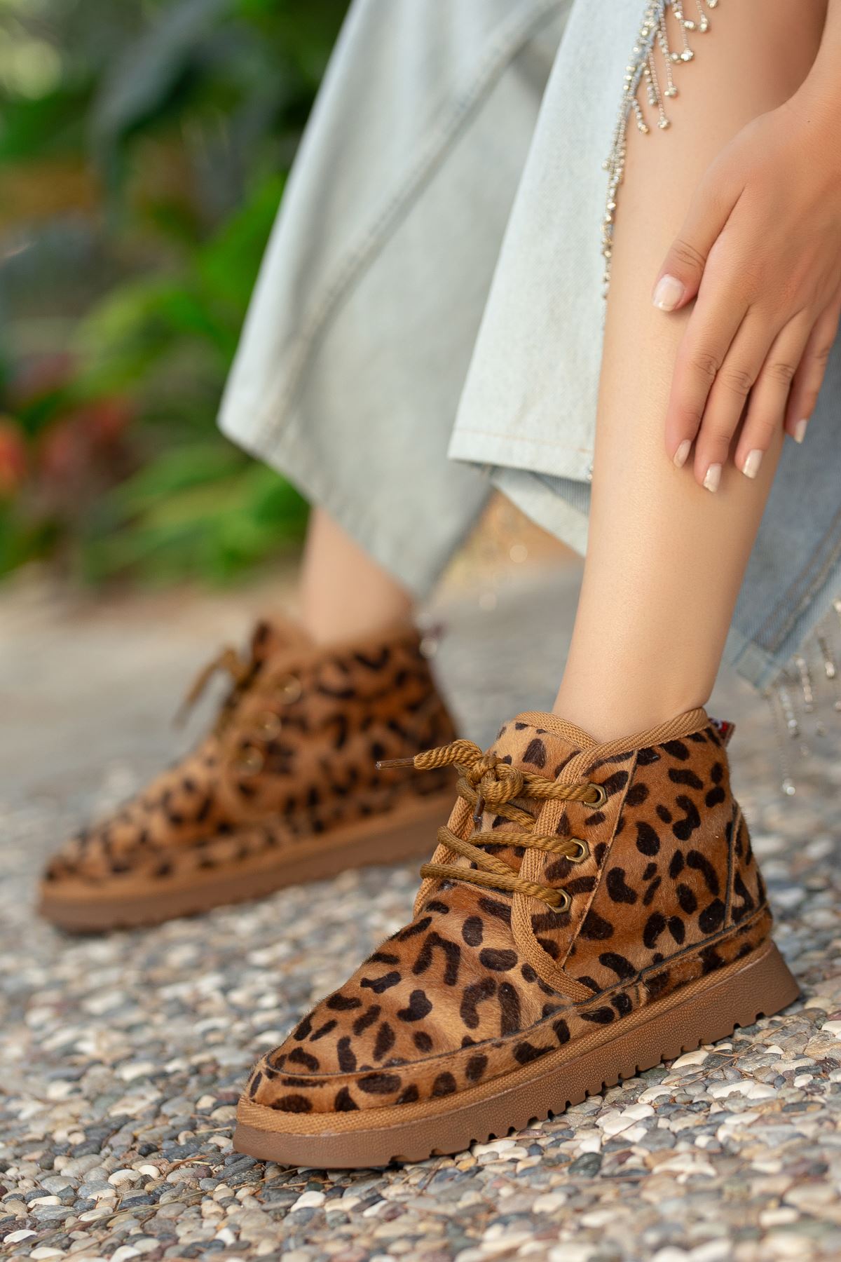 Women's Leopard Suede Thick-Soled Lace-Up Ankle Boots - STREETMODE ™