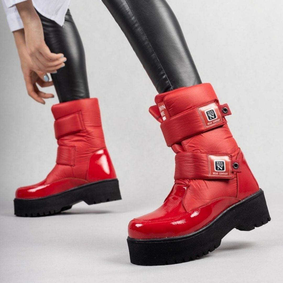 Women's Miah Red Patent Leather Snow Boots - STREETMODE ™