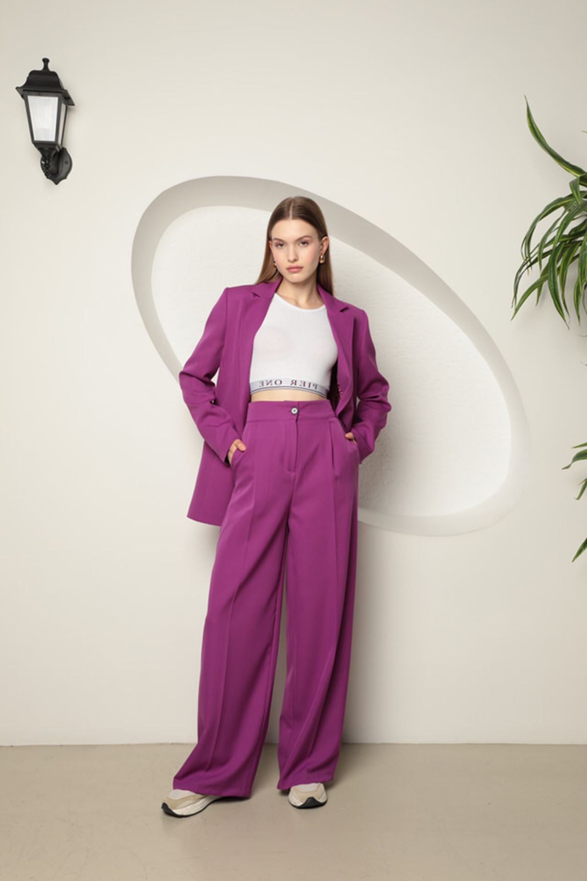 Women's Palazzo Pants-Purple