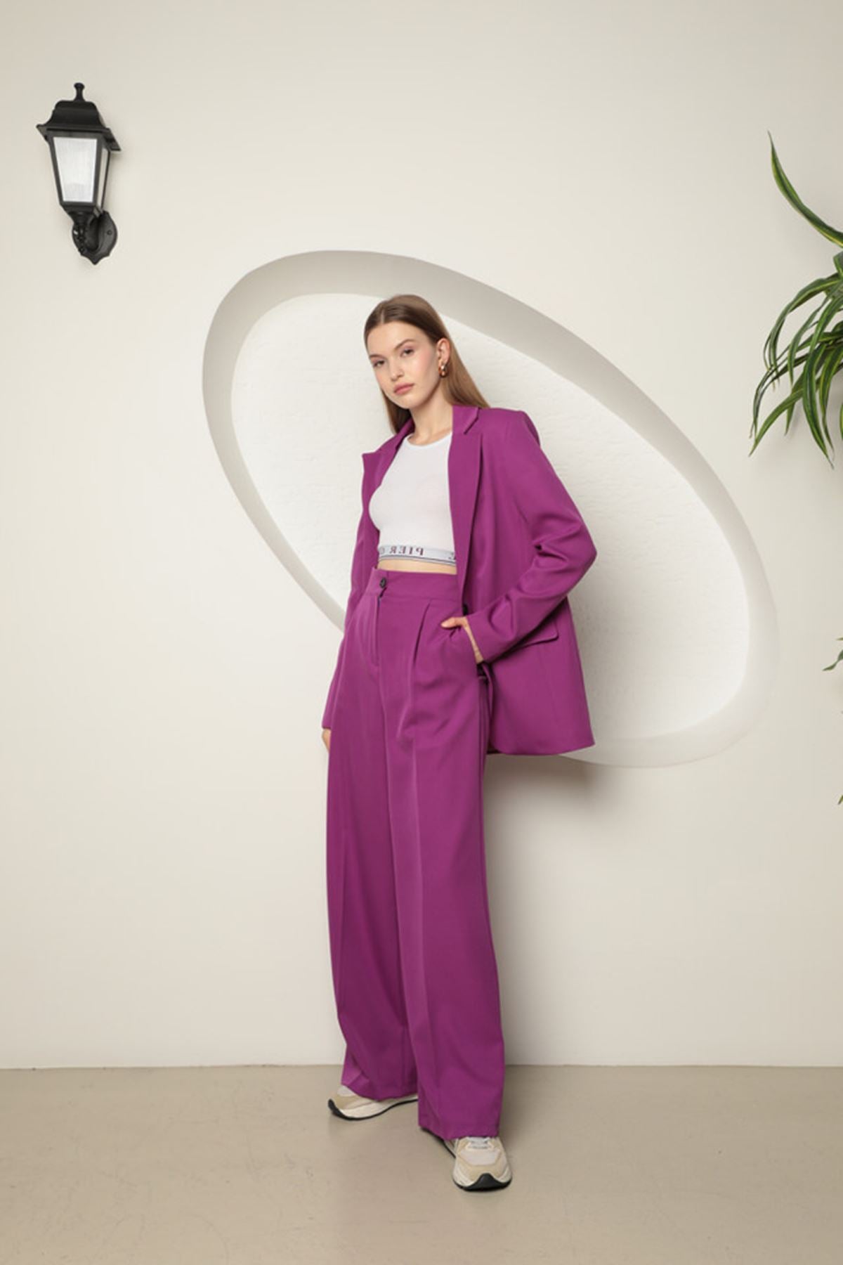 Women's Palazzo Pants-Purple