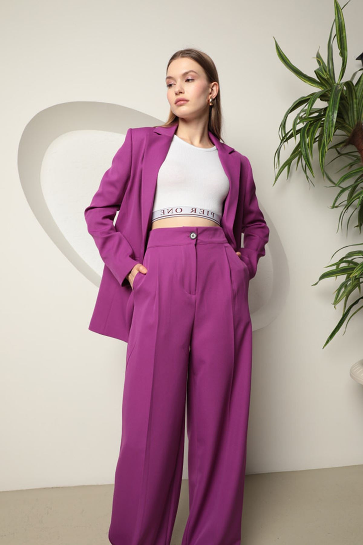 Women's Palazzo Pants-Purple - STREETMODE ™