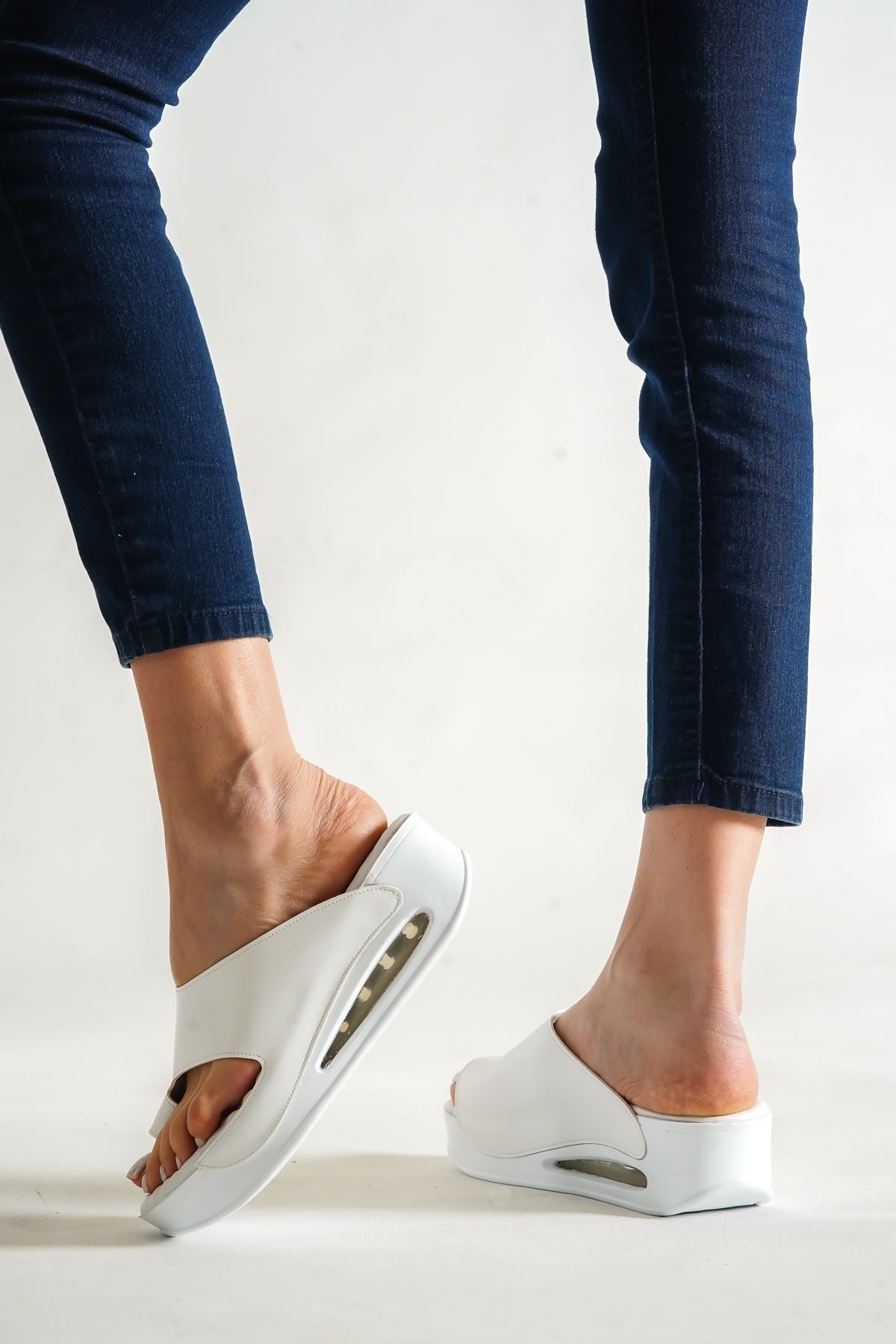 Women's Tools 100% Genuine White Leather Slippers - STREETMODE ™