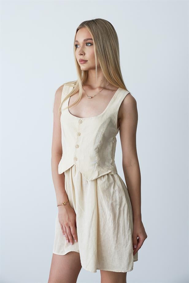 Women's Vest Look Dress - Stone - STREETMODE ™