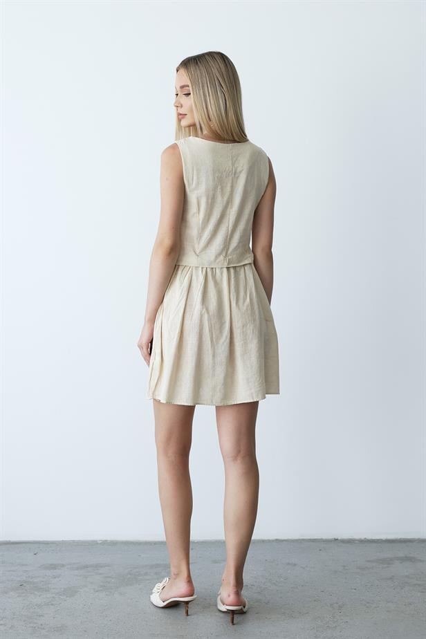 Women's Vest Look Dress - Stone - STREETMODE ™