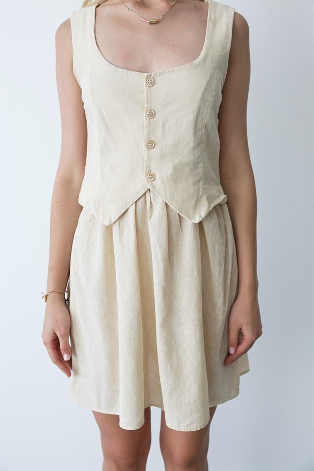 Women's Vest Look Dress - Stone - STREETMODE ™