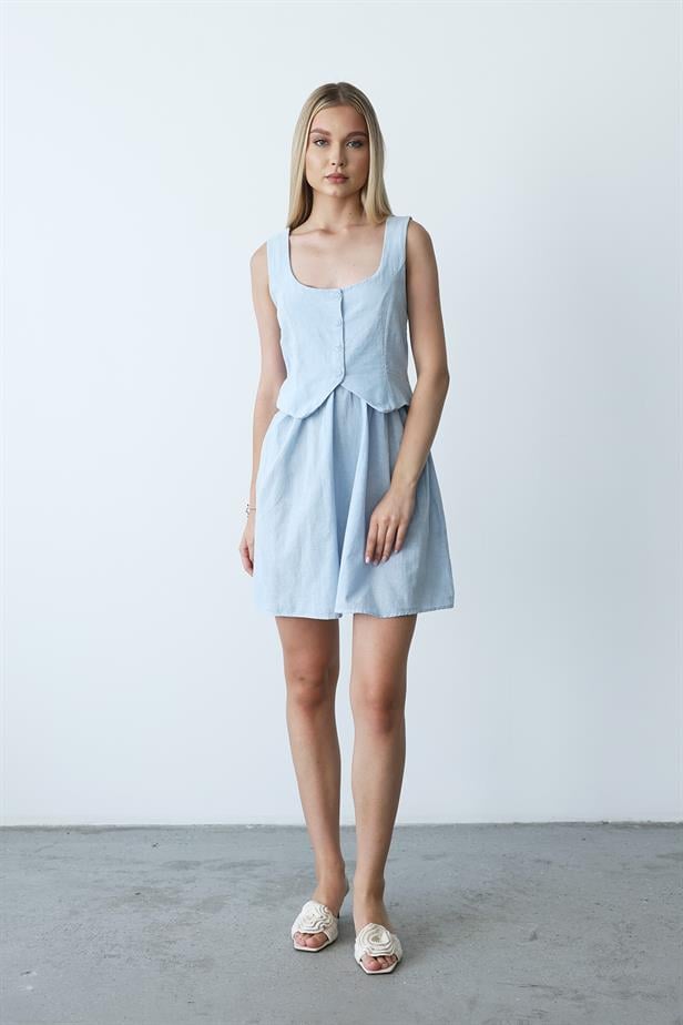 Women's Vest-Looking Dress - Baby Blue - STREETMODE ™