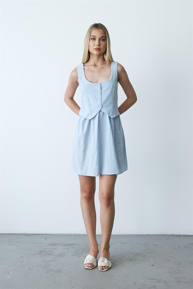 Women's Vest-Looking Dress - Baby Blue - STREETMODE ™