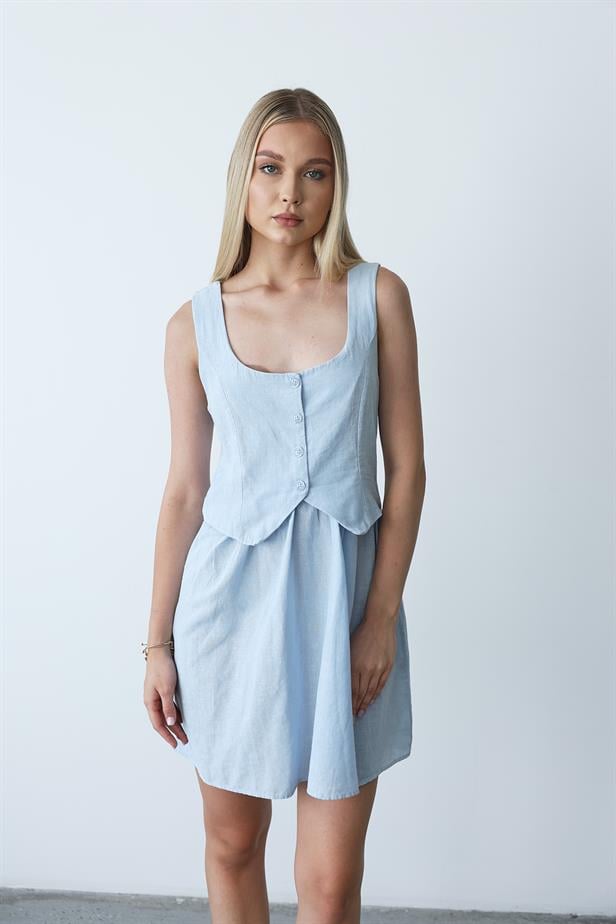 Women's Vest-Looking Dress - Baby Blue - STREETMODE ™