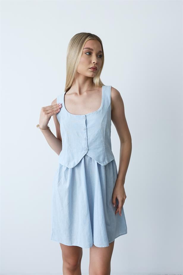 Women's Vest-Looking Dress - Baby Blue - STREETMODE ™