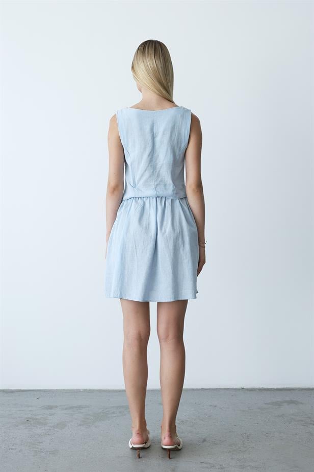 Women's Vest-Looking Dress - Baby Blue - STREETMODE ™