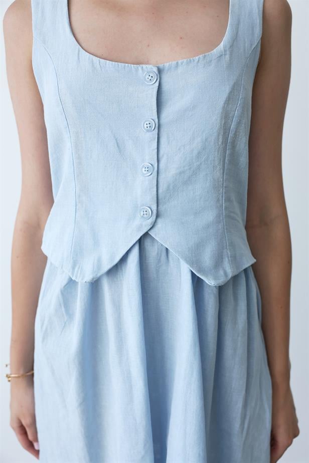 Women's Vest-Looking Dress - Baby Blue - STREETMODE ™