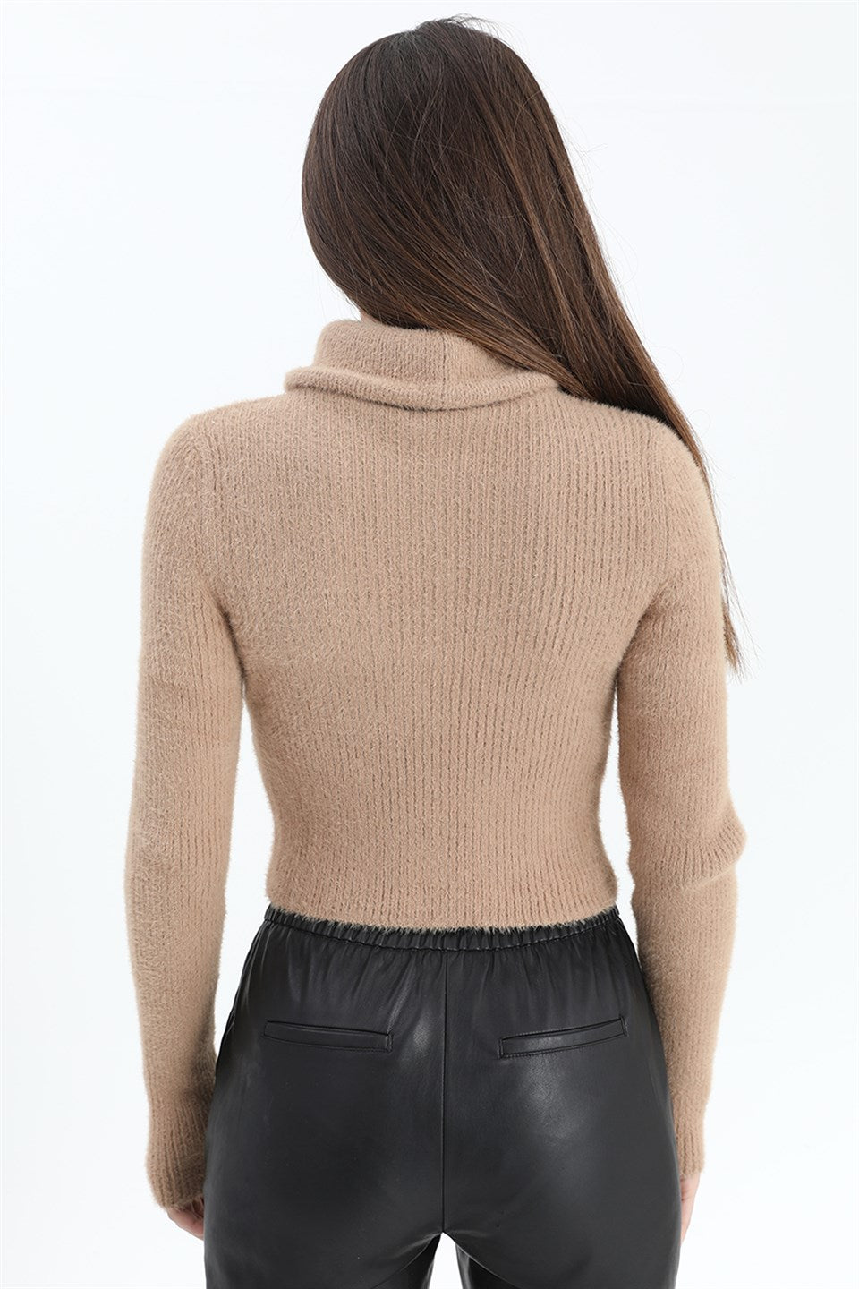 Women's Zipper Corduroy Knitwear Sweater - Camel - STREETMODE ™