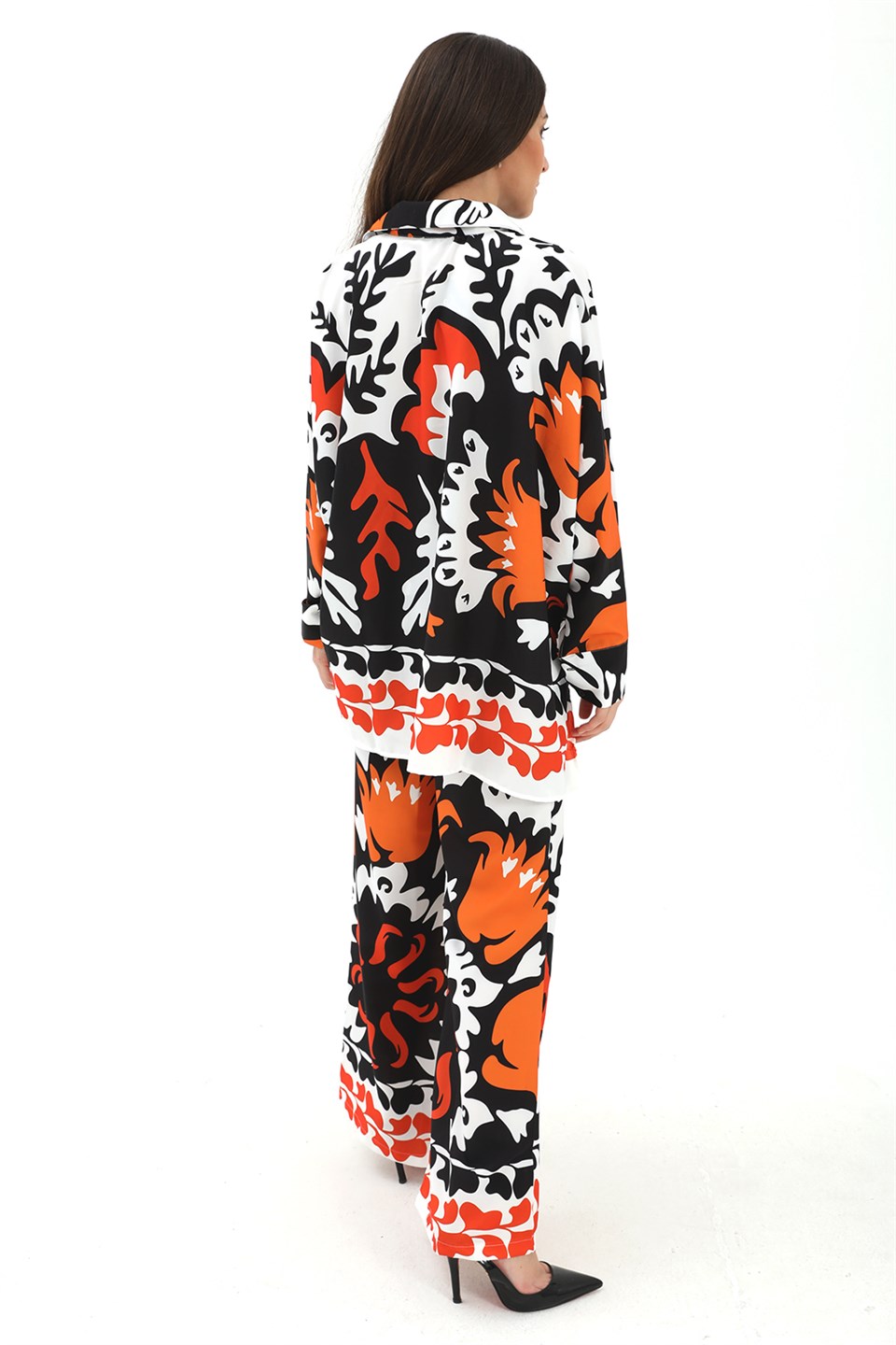 Women's Slit Tulip Pattern Jessica Fabric Set - Black - STREETMODE ™
