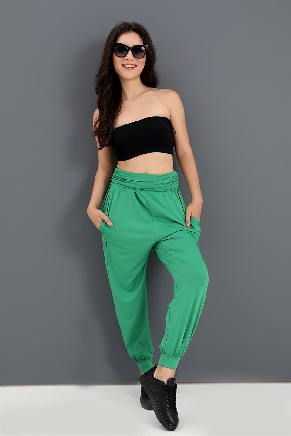 Women's High Waist Pocket Jogger Pants - Green - STREETMODE ™