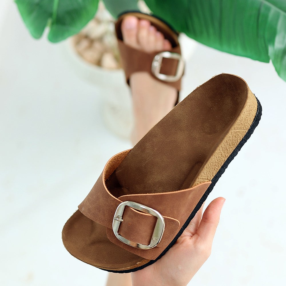 Women's Zooy Brown Nubuck Slippers - STREETMODE ™