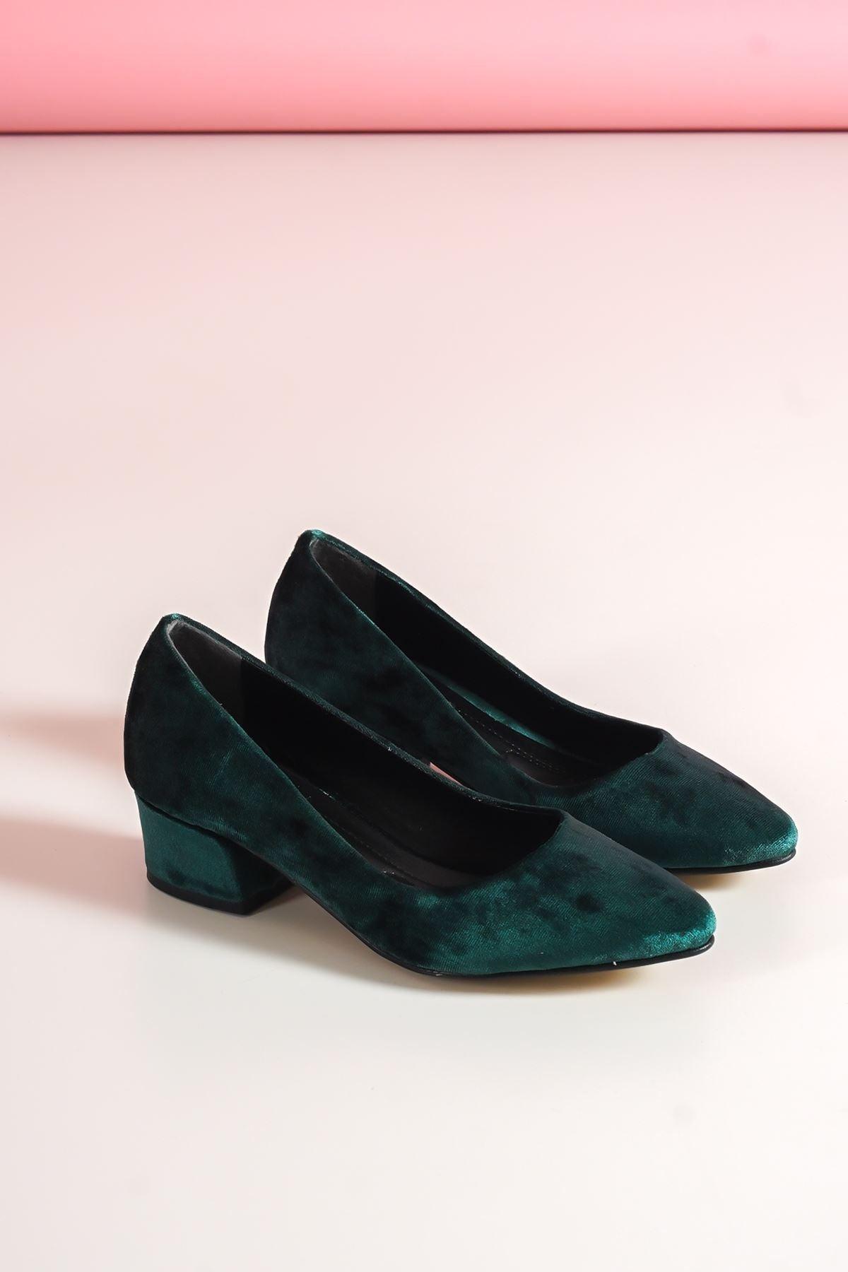 Women's Khaki Velvet Heeled Shoes - STREET MODE ™