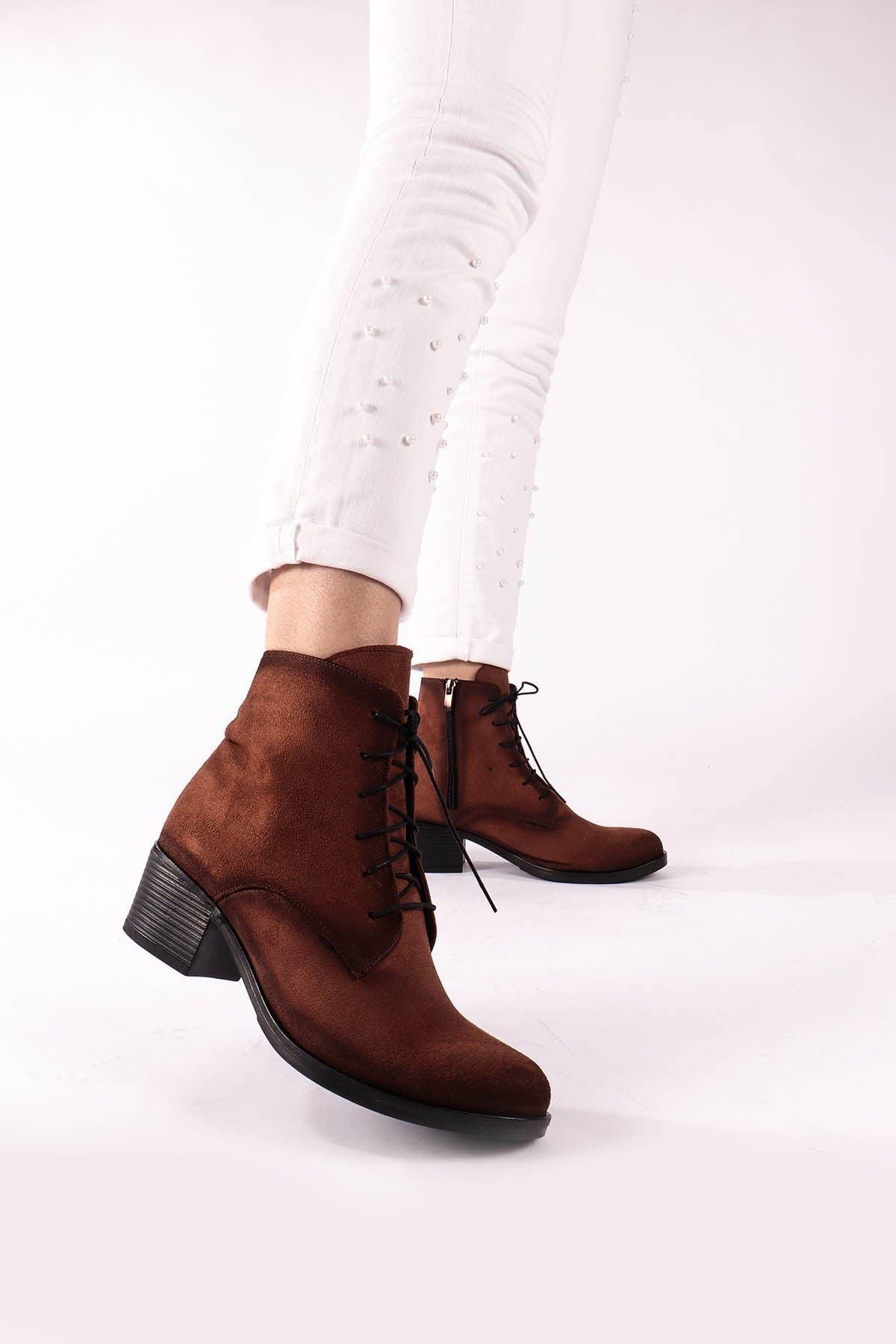 Daisy Women's Heeled Tan Suede Boots - STREET MODE ™