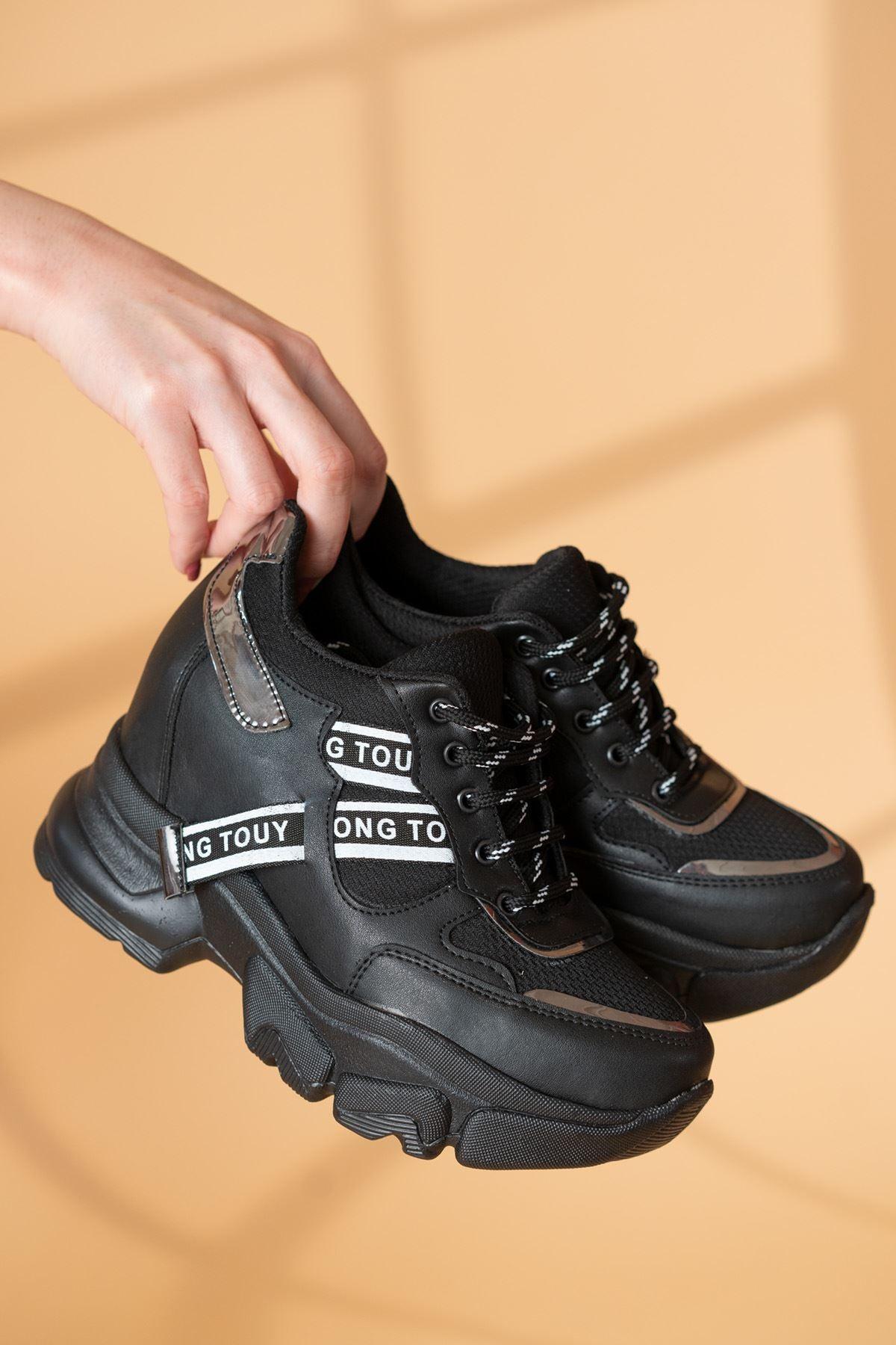 Tonega Women's Black Matte Leather Sneakers shoes - STREET MODE ™