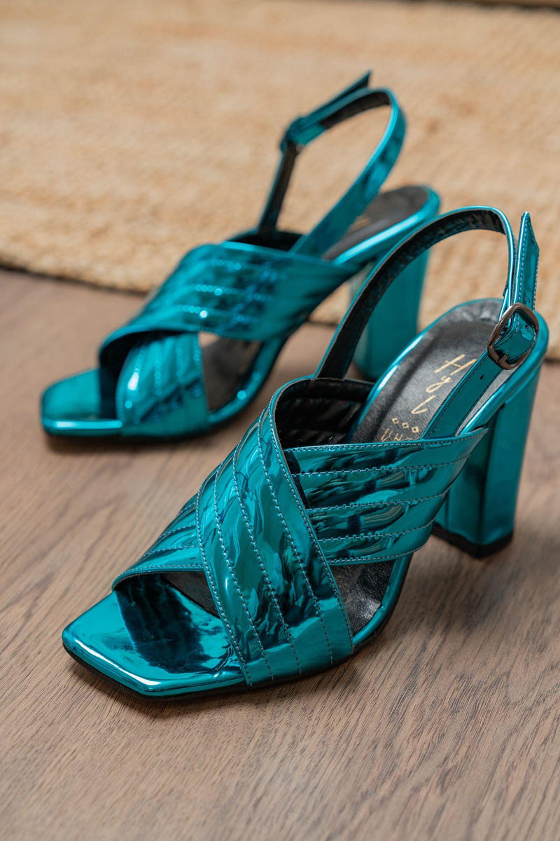 Anice Turquoise Patent Leather Shiny High Heels Women's Shoes - STREET MODE ™