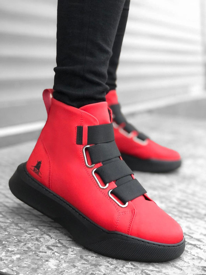 BA0142 Banded Men's High Sole Black Sport Boots - Men Fashion Sneaker Shoes Men's Sneaker Boots - STREET MODE ™