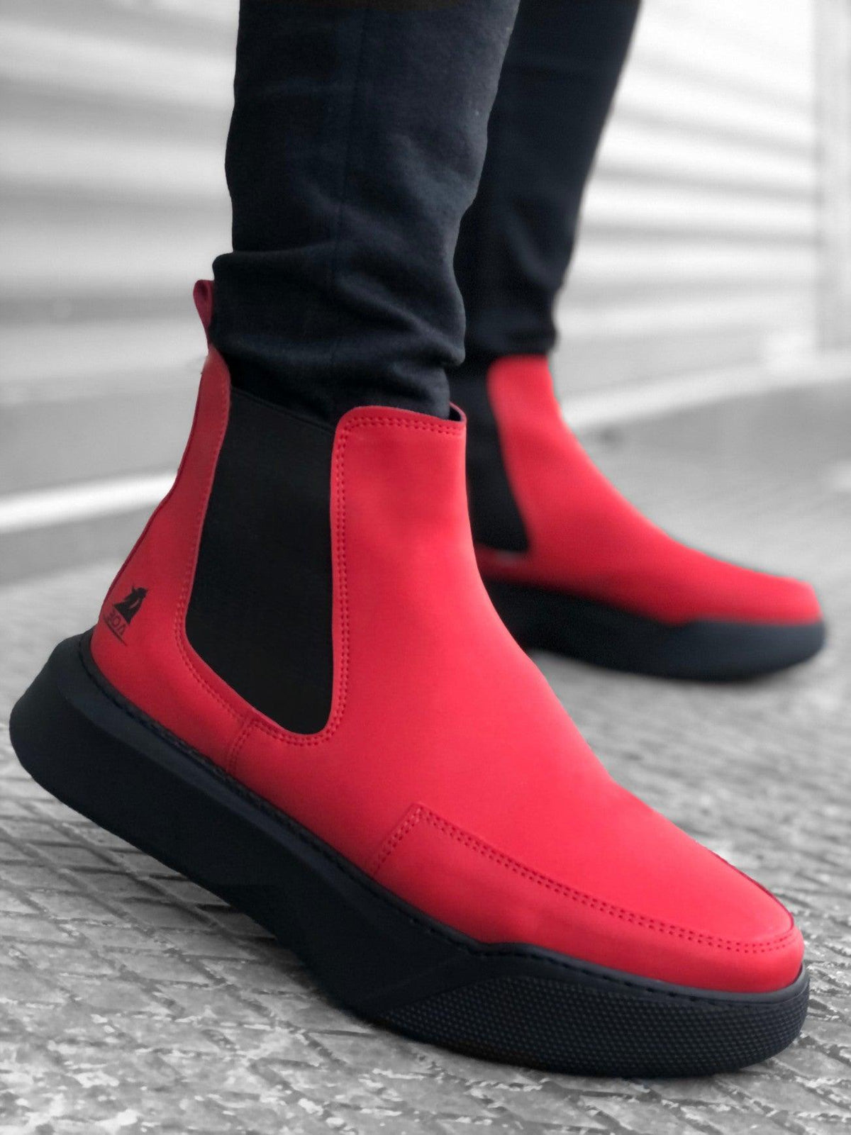 BA0150 Lace-Up Banded Men's High Sole Red Sport Boot - STREET MODE ™