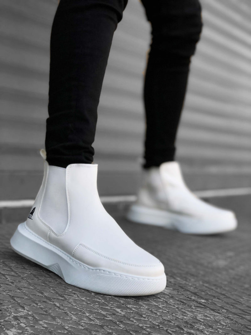 BA0150 Men's High Sole White Sport Boots With Lace-Up Band - STREET MODE ™
