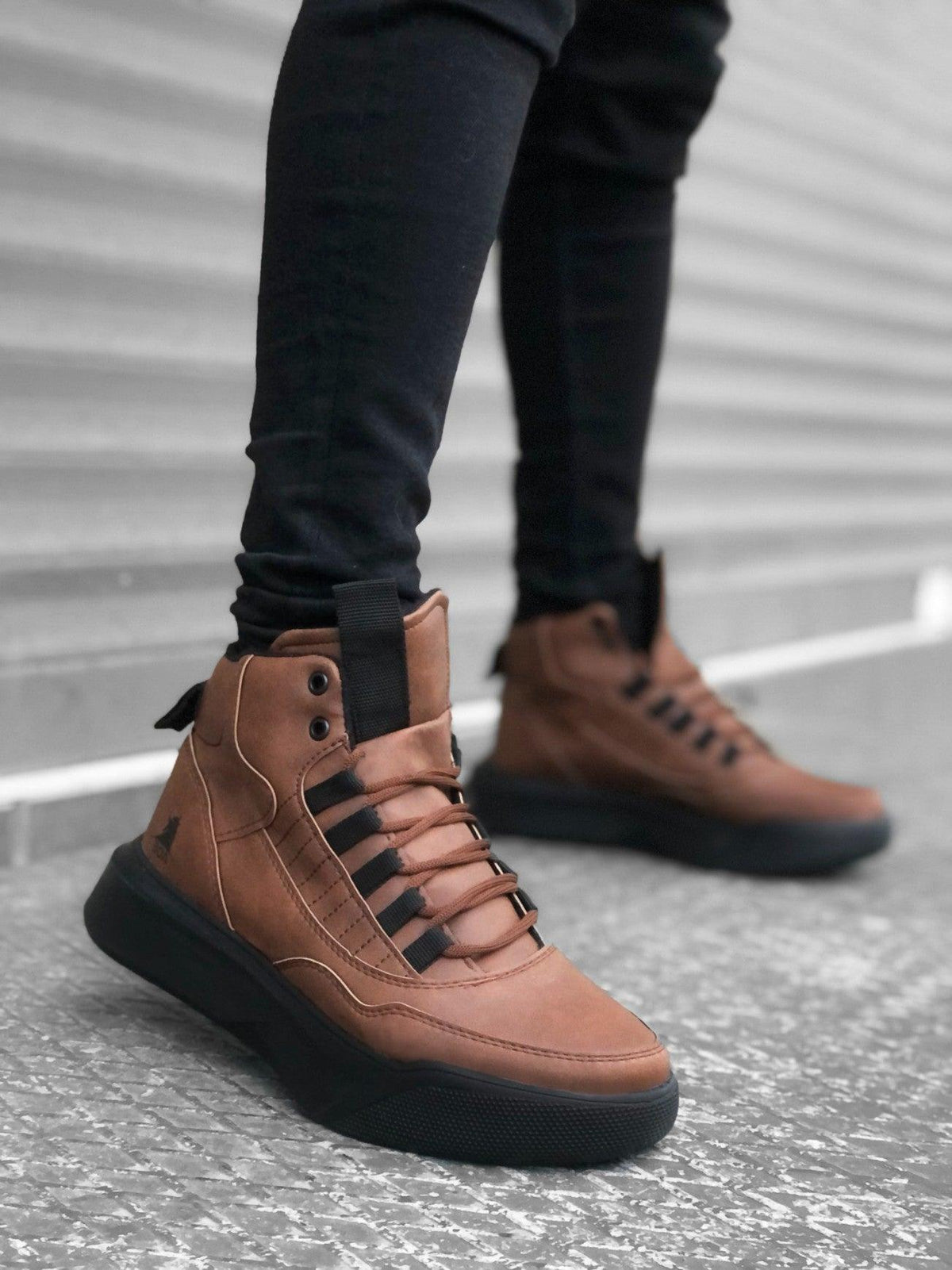 BA0192 Lace-up Men's High-Sole Tan Sports Boots - STREET MODE ™