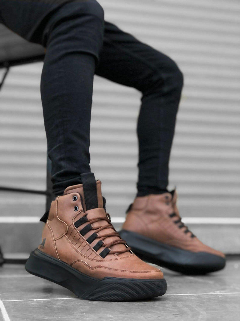 BA0192 Lace-up Men's High-Sole Tan Sports Boots - STREET MODE ™